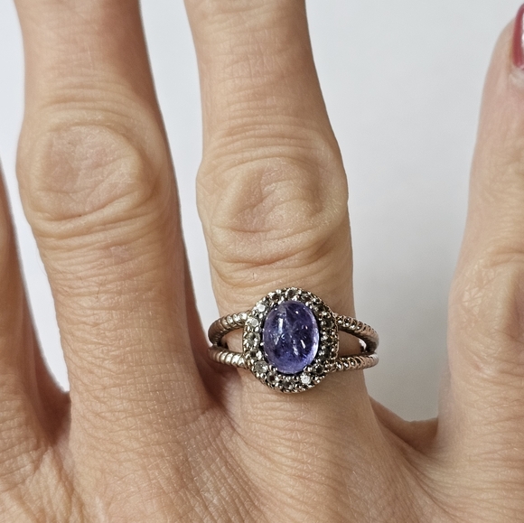 Genuine Tanzanite & White Topaz Sterling Silver Ring Sz 7! NWT - Picture 4 of 5